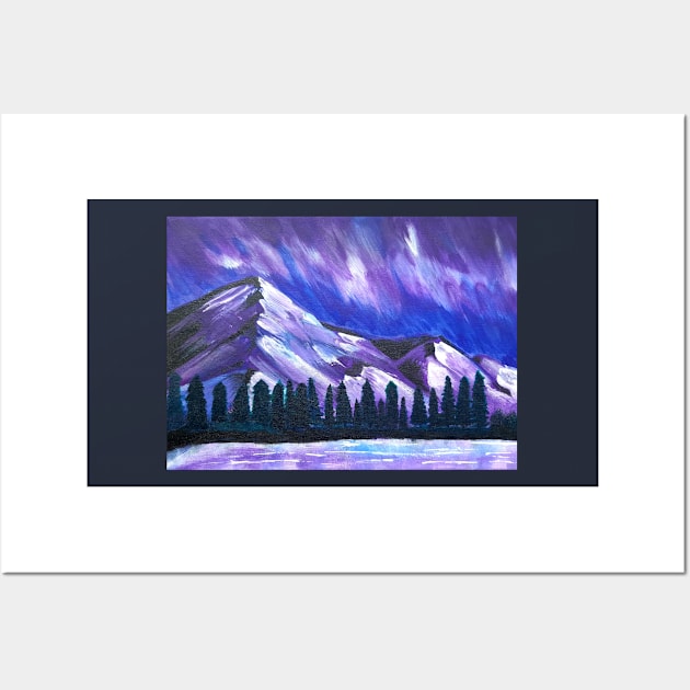 Aurora Borealis sky - Mountain Wall Art by LukjanovArt